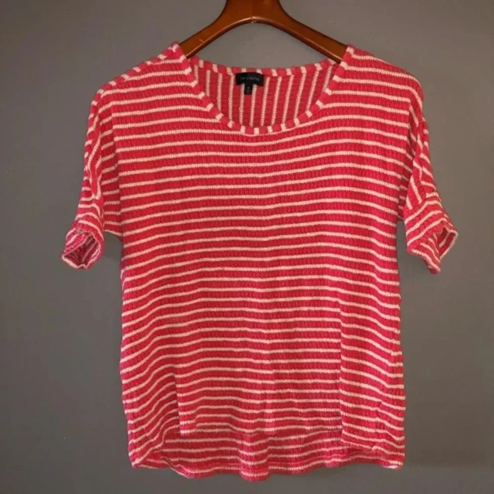 The Limited Coastal Striped Knit Short Sleeve Sweater Medium